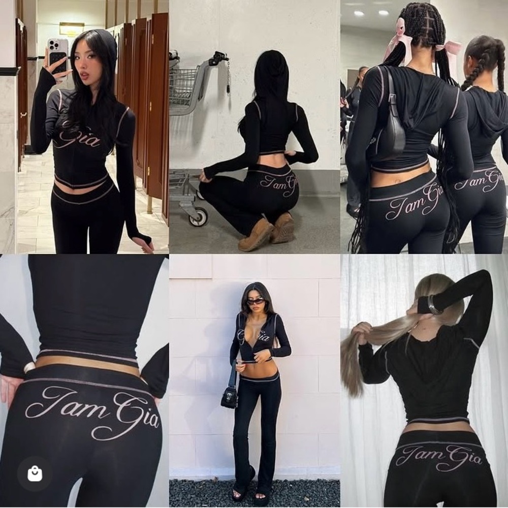 VIRAL!!! I Am Gia Black And Pink Blare Hoodie and Pants Set Sz Large L
